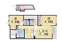 フィラーレ藤 2階2LDKの間取り