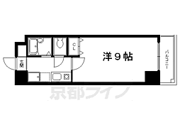 京都市営烏丸線 烏丸御池駅 徒歩10分の賃貸マンション 2階1Kの間取り