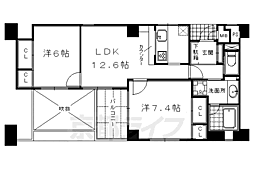 ビューフォート五条烏丸 8階2LDKの間取り