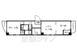 阪急京都本線 西院駅 徒歩19分の賃貸マンション 3階2LDKの間取り
