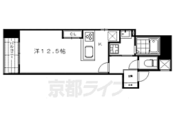 京都市営烏丸線 烏丸御池駅 徒歩7分の賃貸マンション 4階ワンルームの間取り