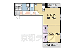 （仮）下鳥羽中円面田町アパート 1階1LDKの間取り