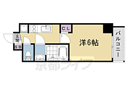 阪急京都本線 西院駅 徒歩9分の賃貸マンション 11階1Kの間取り