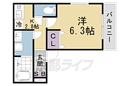 兼六荘 1Kの間取図画像