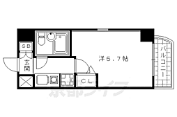 四条大宮シャトー朝日 1Kの間取図画像