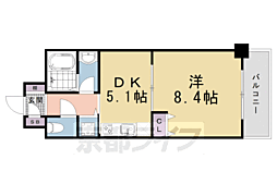 VitaRosa京都 1DKの間取図画像