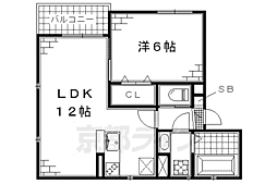 フォレス鳥羽1 1LDKの間取図画像