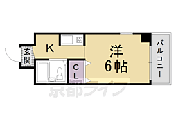 エスリード河原町第2 1Kの間取図画像