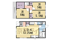 京都市伏見区淀下津町アパート 3LDKの間取図画像