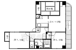 四条大宮シャトー朝日 3LDKの間取図画像