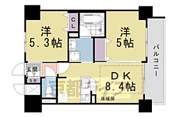 エステムプラザ京都聚楽第粋邸 2LDKの間取図画像
