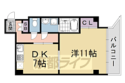 ピュアコート五条 1DKの間取図画像