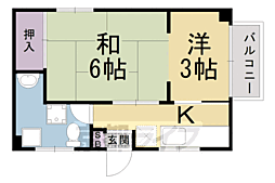 櫛笥マンション 2Kの間取図画像
