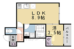 D porta Pine 1LDKの間取図画像