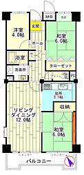 ポートアイランド住宅47号棟 3LDKの間取図画像