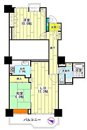 ポートピアプラザA棟 2LDKの間取図画像