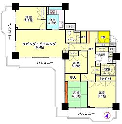 ポートピアプラザA棟 4SLDKの間取図画像