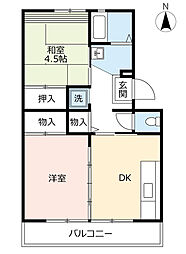 URアーバンフォレスト金山（桜田） 5階2DKの間取り
