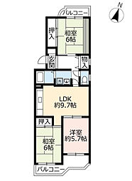 UR都市機構アーバンドエル白鳥公園 3LDKの間取図画像