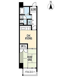 UR都市機構白鳥パークハイツ日比野東3号棟 1DKの間取図画像