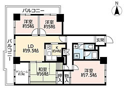 URアーバニア千代田 14階2LDKの間取り