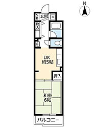 UR都市機構アーバニア仲田 1DKの間取図画像