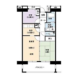 UR都市機構アーバンラフレ星ケ丘6号棟 2LDKの間取図画像
