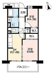 UR都市機構アーバンラフレ虹ケ丘南2号棟 2LDKの間取図画像