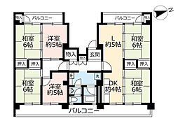 UR都市機構岩成台西団地606棟 6LDKの間取図画像