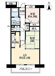 URコンフォール城山 3階3LDKの間取り
