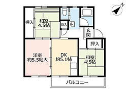 UR都市機構藤山台団地346棟 3DKの間取図画像