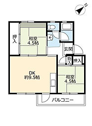 UR都市機構藤山台団地403棟 2DKの間取図画像