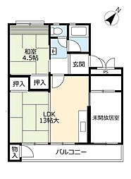 UR都市機構岩成台団地037棟 1LDKの間取図画像