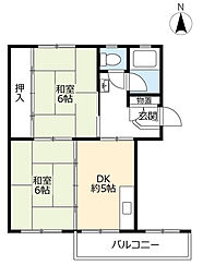 UR都市機構岩成台団地026棟 2DKの間取図画像