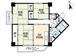 UR都市機構高座台団地104号棟 3DKの間取図画像