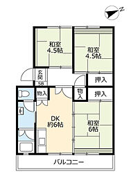 UR都市機構岩成台西団地608棟 3DKの間取図画像