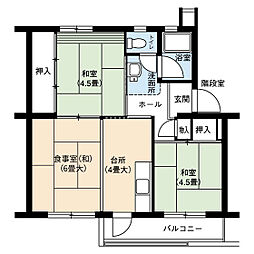 UR都市機構藤山台団地352棟 2DKの間取図画像