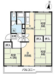 UR都市機構岩成台西団地608棟 3DKの間取図画像