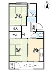 UR都市機構高森台団地106棟 2DKの間取図画像