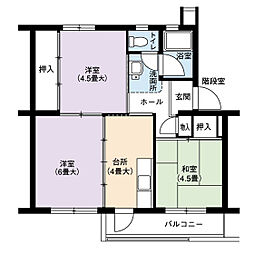 UR都市機構藤山台団地112棟 3Kの間取図画像