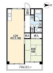 UR尾上 11階1LDKの間取り