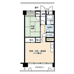 UR都市機構尾上団地6号棟 1LDKの間取図画像