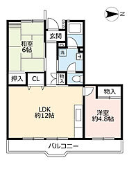 UR都市機構水草団地4号棟 2LDKの間取図画像