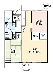 UR都市機構水草団地4号棟 2LDKの間取図画像