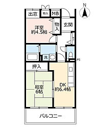 UR都市機構アーバンラフレ志賀11号棟 2LDKの間取図画像