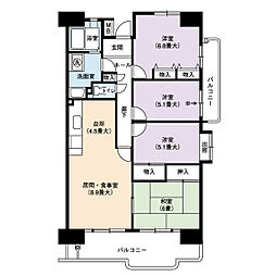 UR都市機構アーバンラフレ志賀7号棟 4LDKの間取図画像