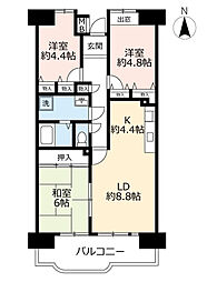 UR都市機構アーバンラフレ志賀7号棟 3LDKの間取図画像