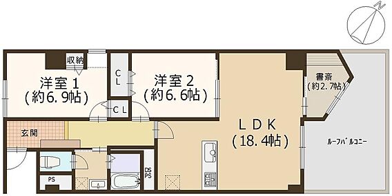 各部屋広々2L...