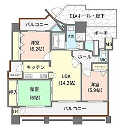 サンパーク門司港 3LDKの間取図画像