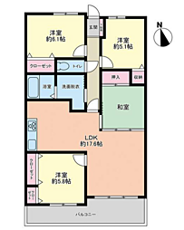 アーサー櫛原リベックス 3LDKの間取図画像